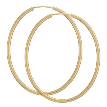 BNH Dame blanke 14 kt rødguld Ovale øre creoler, 40x50 mm x 2,0 mm